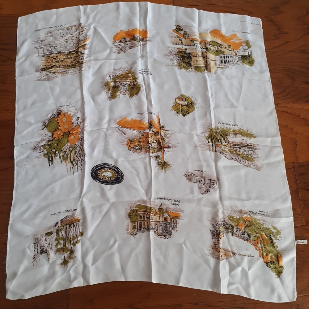 GORGEOUS NEW Rhodia 30" MONACO Souvenir Square Silk Scarf.